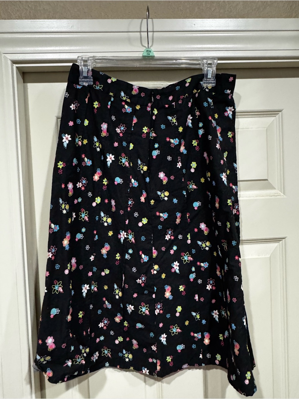 Christopher & Banks Black A-Line Skirt with Pink, Blue, Yellow Floral Print - Picture 2 of 4